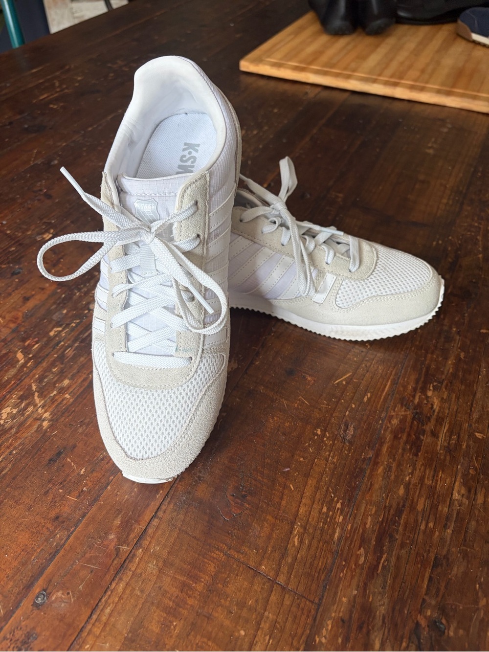 K-Swiss Women’s Kayswiss Casual Lace-Up Sneakers in Light Cream/White, 10